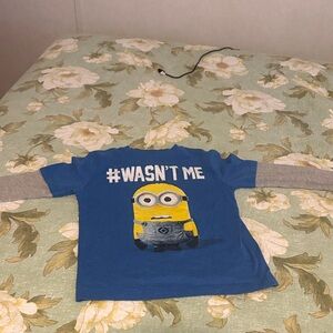Kids Blue and Gray Minion Long Sleeve Tee